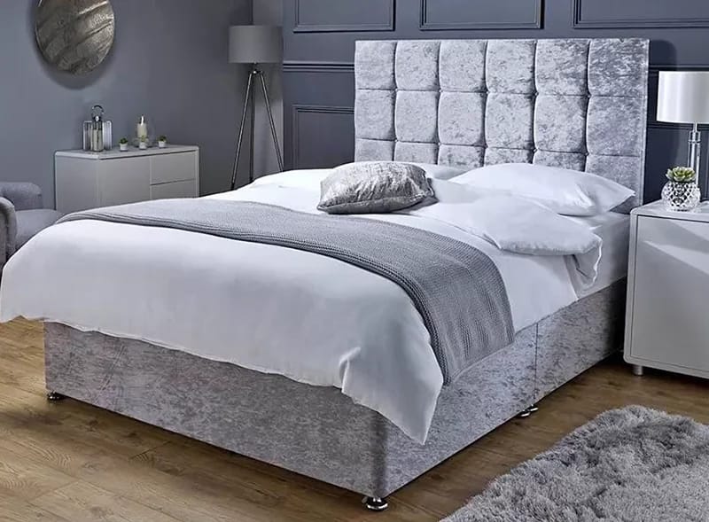 Divan bed silver crush velvet color 