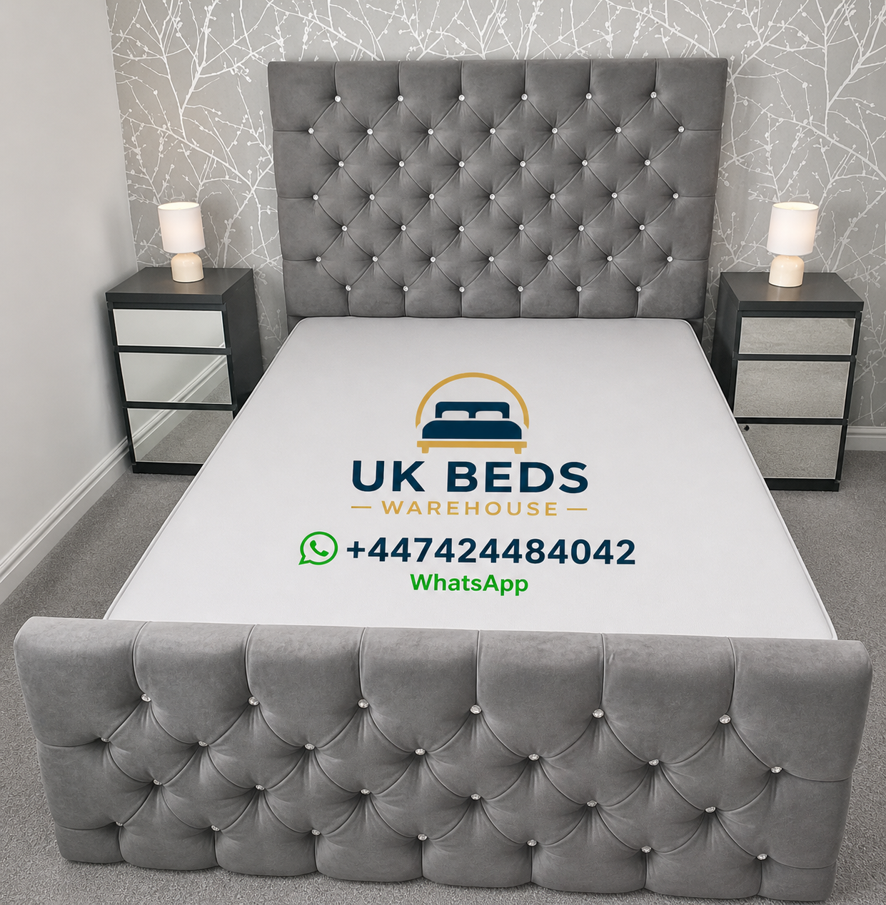 Florida bed in Dark Grey  plush velvet colour 