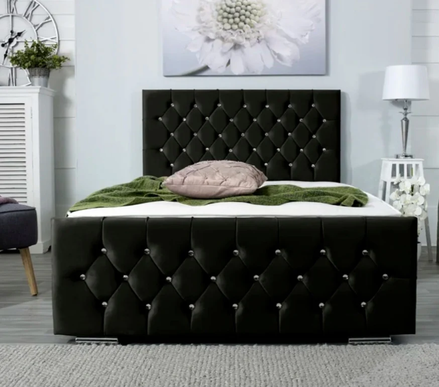 Florida bed in black plush velvet colour 