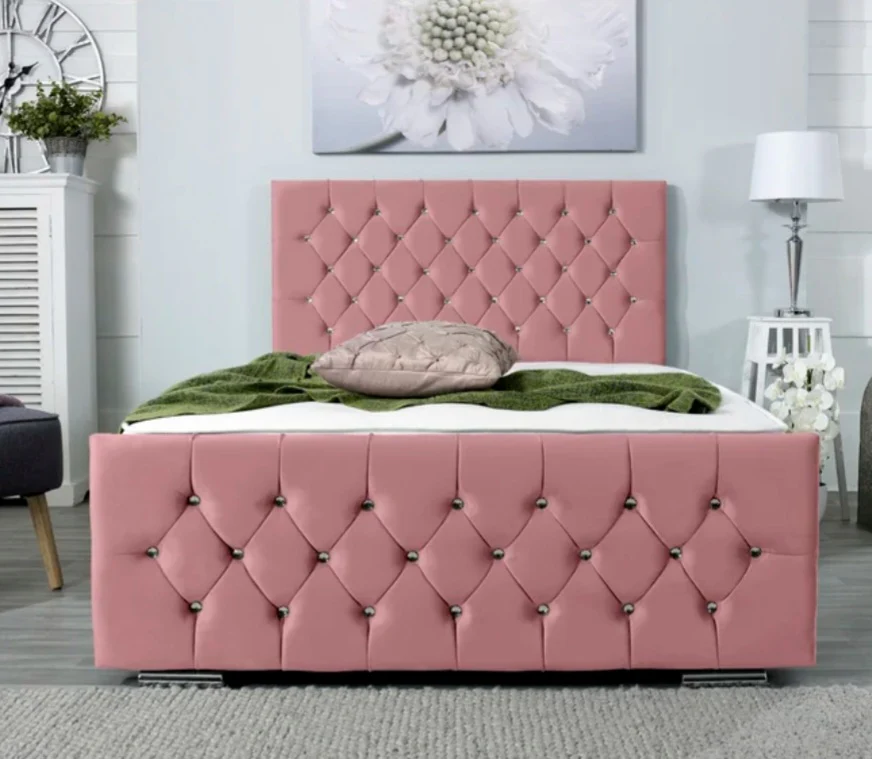 Florida bed in pink plush velvet colour 