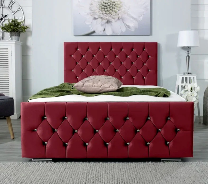 Florida bed in red plush velvet colour 