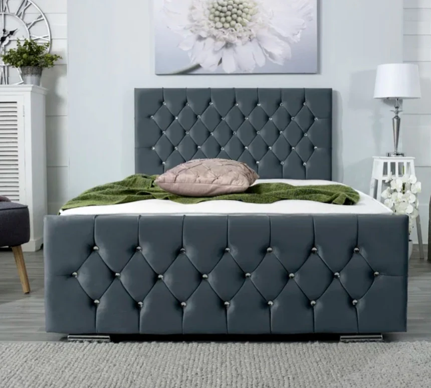 Florida bed in steel plush velvet colour 