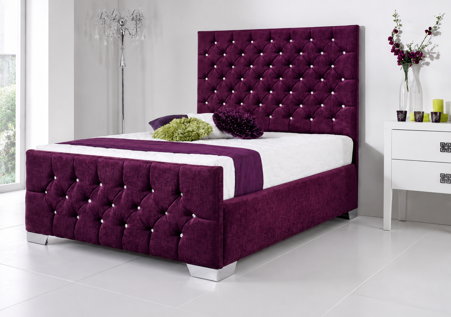 Florida bed in Maroon Plush velvet colour 