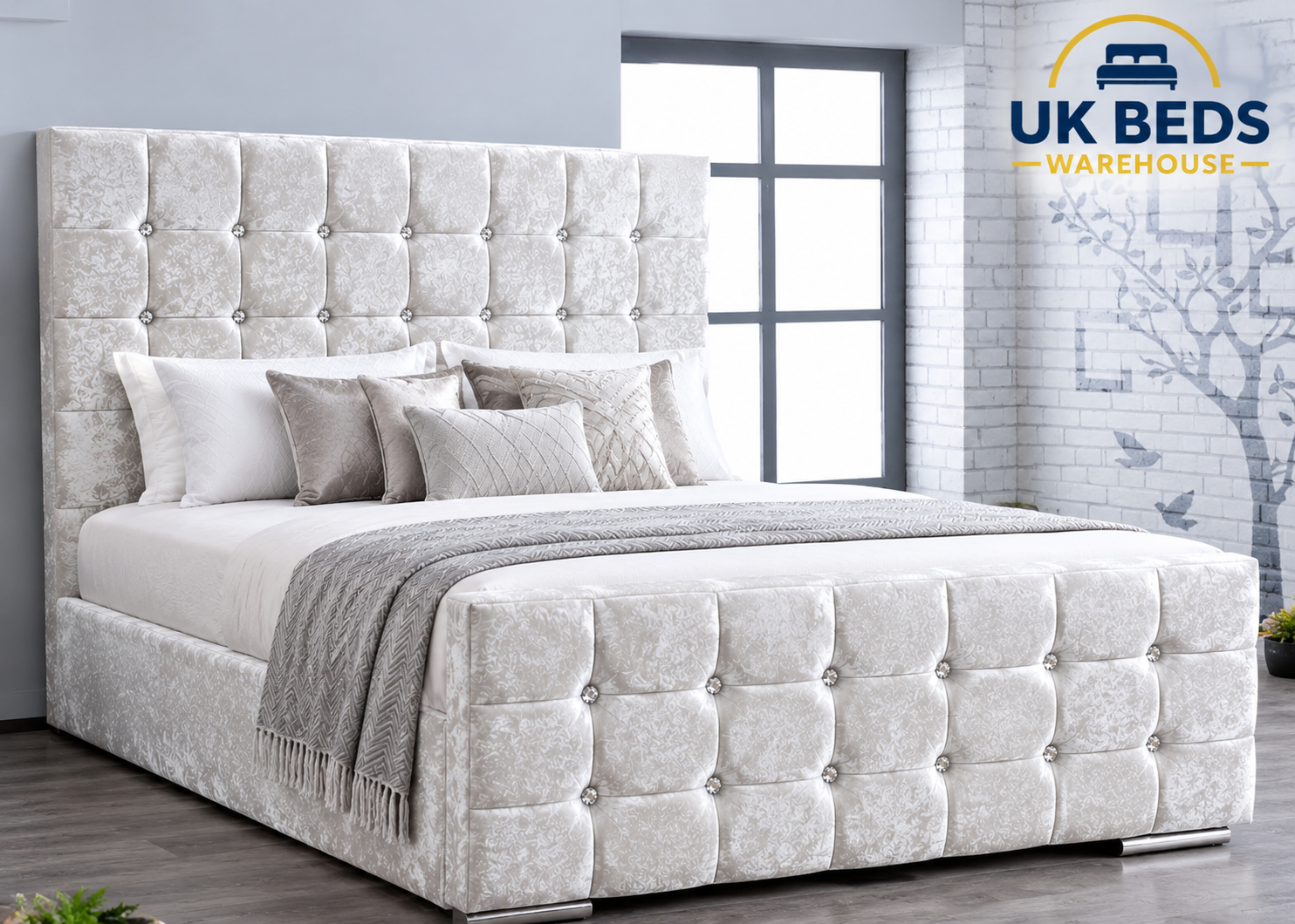 Cubed bed in white plush velvet colour, A unique design delivery is free, cash on delivery 