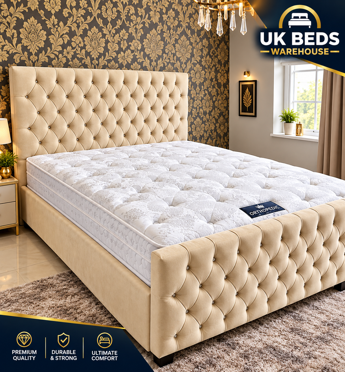 Brand new luxury Florida bed in cream plush Colour 